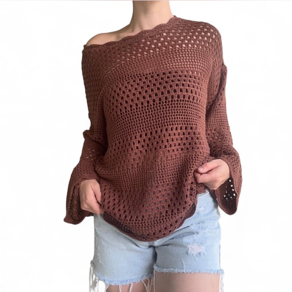 Women's Brown Crochet Top